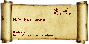 Méhes Anna névjegykártya